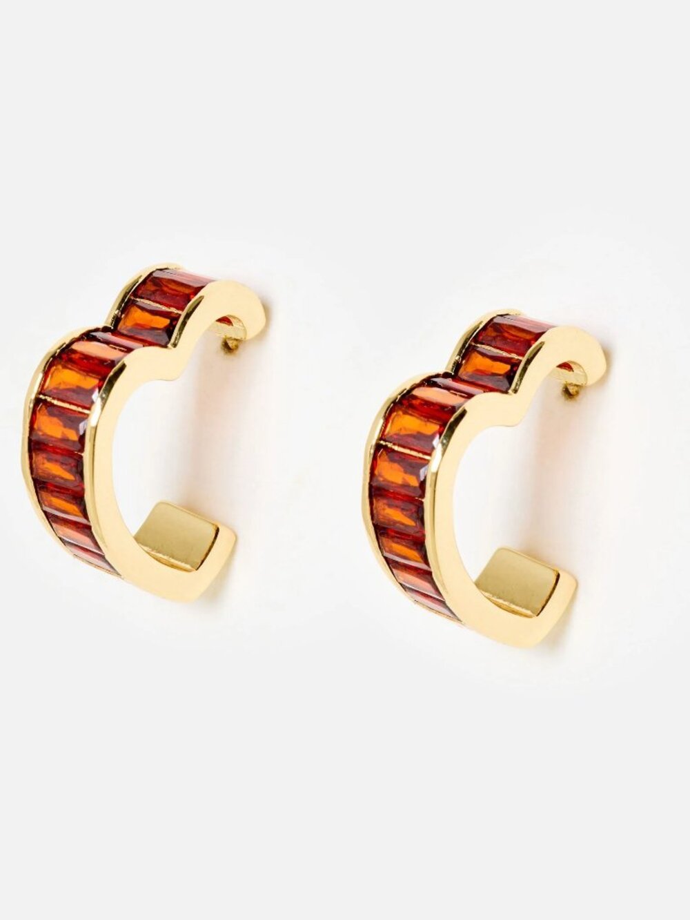 Oliver Bonas Eileen Baguette Stone Heart Hoop Earrings
